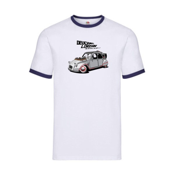 DEUCHLOREAN - T-shirt ringer thème automobile - vêtement original pour  Homme -