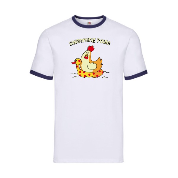 swimming poule - T-shirt ringer rigolo Homme - modèle Fruit of the loom - Ringer Tee -thème burlesque -