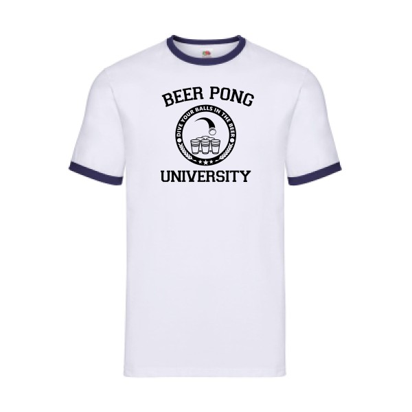 Beer Pong - T-shirt ringer Homme geek  - Fruit of the loom - Ringer Tee - thème geek et gamer