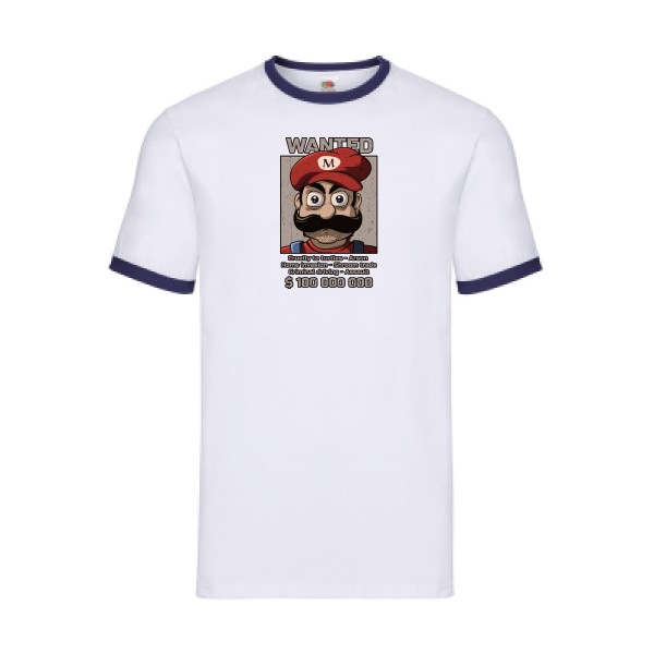 Wanted Mario-T-shirt ringer Geek - Fruit of the loom - Ringer Tee- Thème Geek -