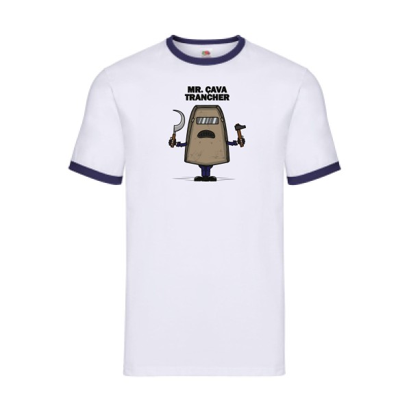 MR. CAVATRANCHER - T-shirt ringer marrant pour Homme -modèle Fruit of the loom - Ringer Tee - thème halloween -