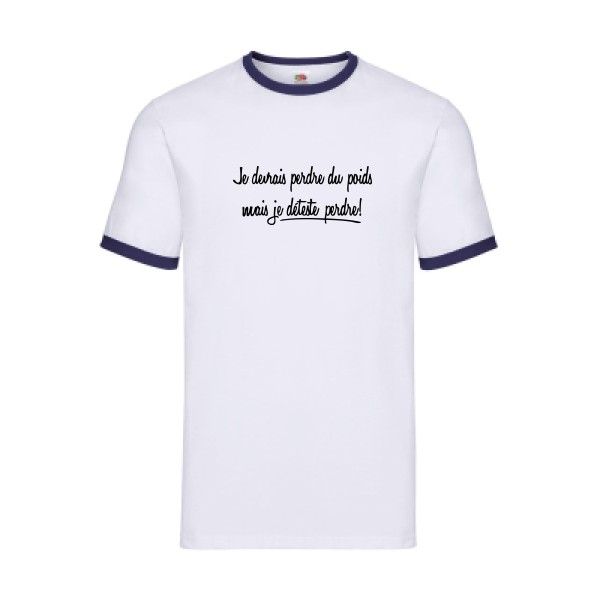 Né pour gagner - T shirt original Homme - modèle Fruit of the loom - Ringer Tee - thème message et texte -