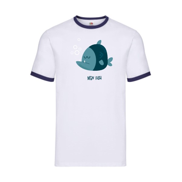 M'en fish - T-shirt ringer fun pour Homme -modèle Fruit of the loom - Ringer Tee - thème humour et enfance -