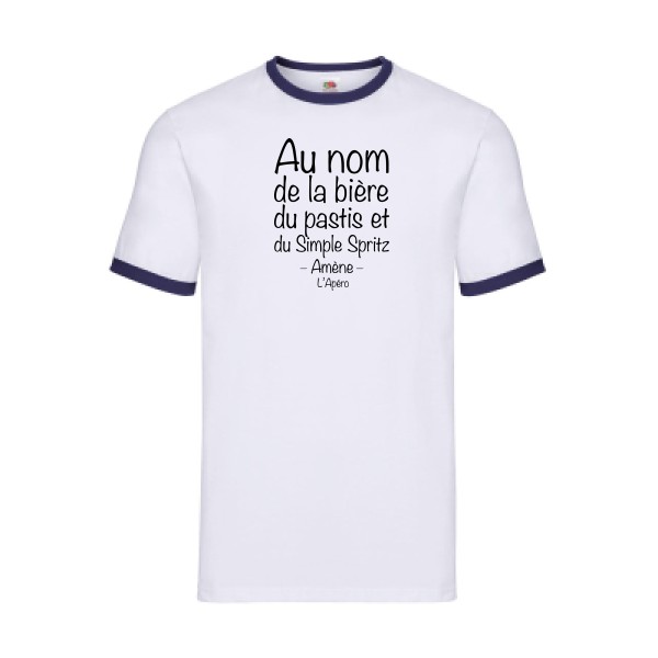 prière de l'apéro - T-shirt ringer humour pastis Homme - modèle Fruit of the loom - Ringer Tee -thème parodie pastis et alcool -