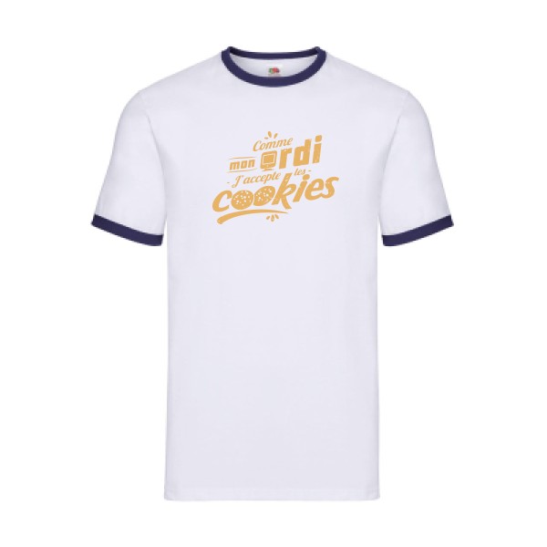 J'accepte les cookies -T-shirt ringer Geek - Homme -Fruit of the loom - Ringer Tee -thème cookies  - 