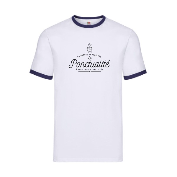 La Ponctualité - Tee shirt humoristique Homme -Fruit of the loom - Ringer Tee