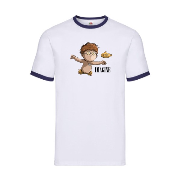 Imagine... - T-shirt ringer humoristique pour Homme -modèle Fruit of the loom - Ringer Tee - thème rock et parodie -