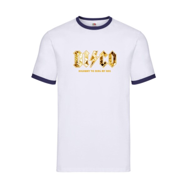 DISCO - T shirt vintage Homme - modèle Fruit of the loom - Ringer Tee - thème vintage -
