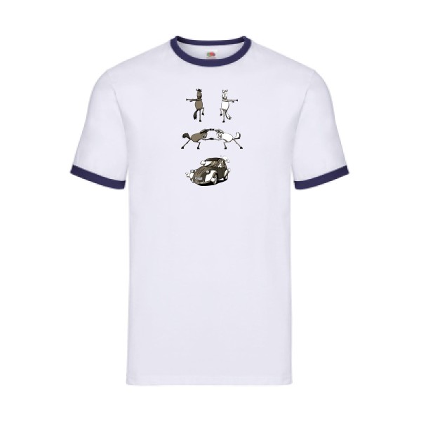 Fusion -T-shirt ringer 2 cv -Fruit of the loom - Ringer Tee -thème automobile -