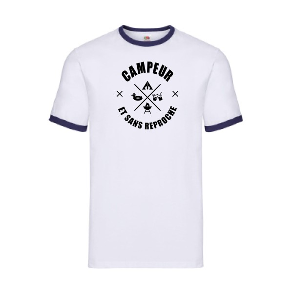 CAMPEUR... - T-shirt ringer camping Homme - modèle Fruit of the loom - Ringer Tee -thème humour et scout -