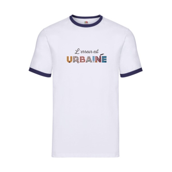 L'erreur est urbaine -T-shirt ringer cool- Homme -Fruit of the loom - Ringer Tee -thème  ecologie - 