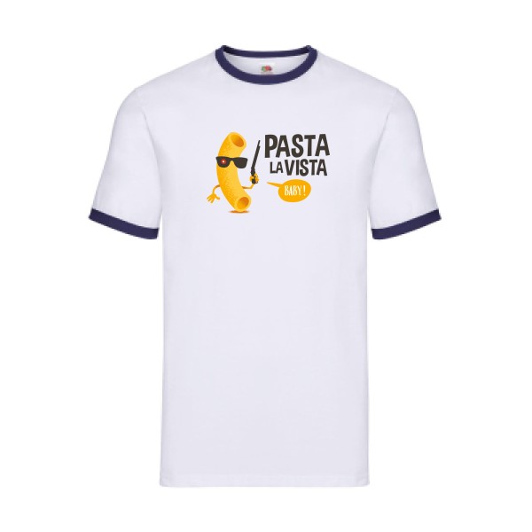 Pasta la vista - Fruit of the loom - Ringer Tee Homme - T-shirt ringer rigolo - thème humoristique -