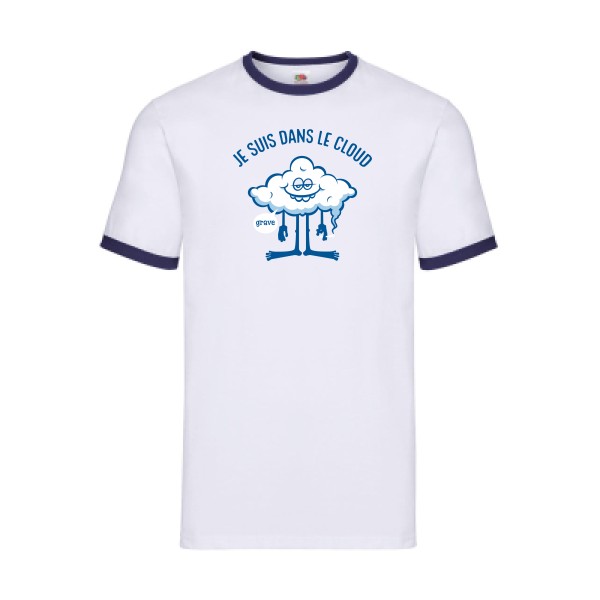 Cloud - T-shirt ringer geek cool pour Homme -modèle Fruit of the loom - Ringer Tee - thème Geek et gamers-