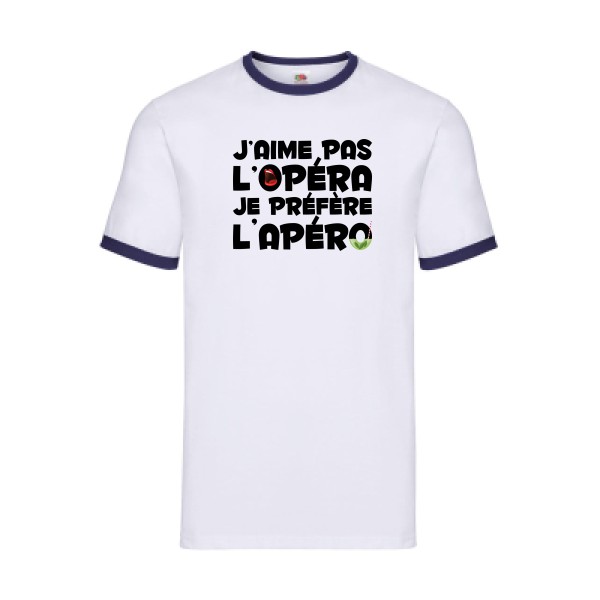 opérapéro - T-shirt ringer apéro Homme - modèle Fruit of the loom - Ringer Tee -thème humour alcool -