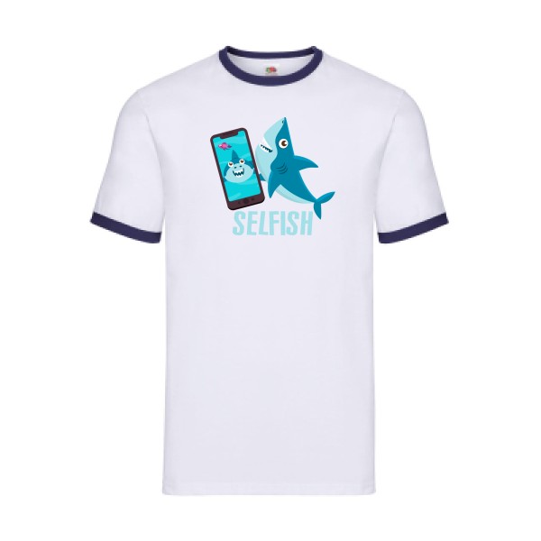 Selfish - T-shirt ringer Geek pour Homme -modèle Fruit of the loom - Ringer Tee - thème humour Geek -