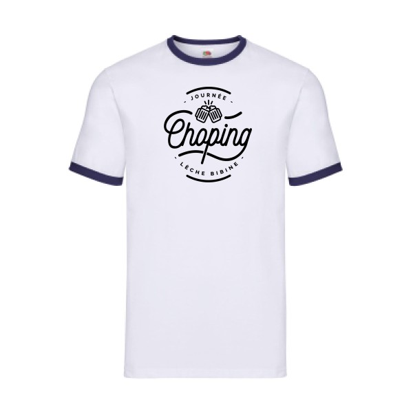 Journée Choping -T-shirt ringer bière - Homme -Fruit of the loom - Ringer Tee -thème alcool humour - 