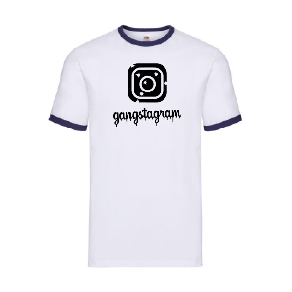 GANGSTAGRAM - T-shirt ringer geek pour Homme -modèle Fruit of the loom - Ringer Tee - thème parodie et geek -