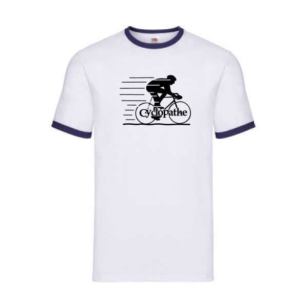 T shirt humoristique sur le thème du velo - CYCLOPATHE !- Modèle T-shirt ringer-Fruit of the loom - Ringer Tee-