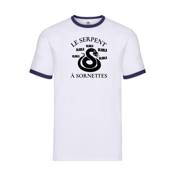 Serpent à Sornettes - T-shirt ringer rigolo Homme -Fruit of the loom - Ringer Tee -thème original et humour
