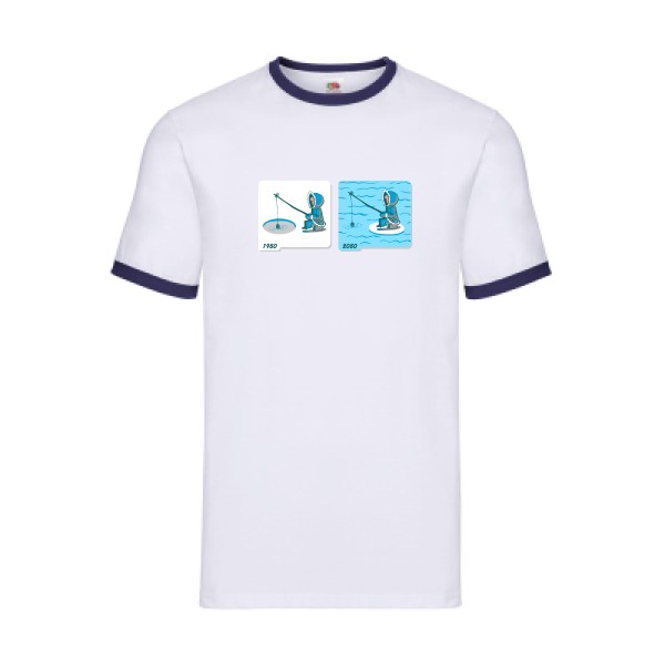 T shirt Homme humour -Fishing in Arctic - Fruit of the loom - Ringer Tee