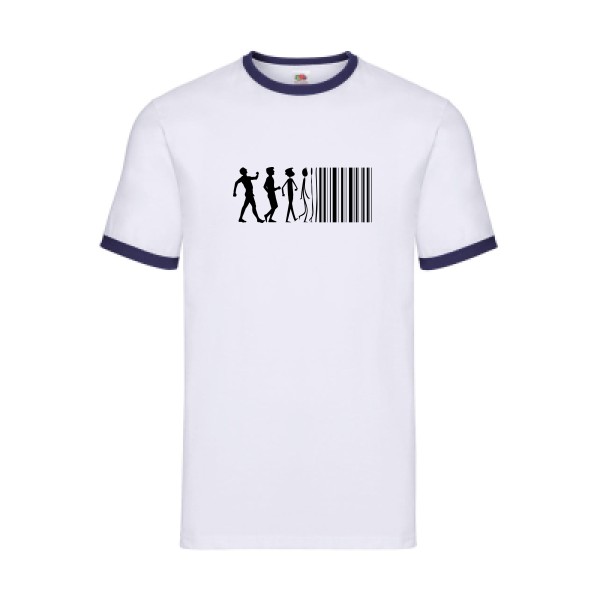 code barre - T-shirt ringer Geek pour Homme - modèle Fruit of the loom - Ringer Tee - thème geek et gamer -