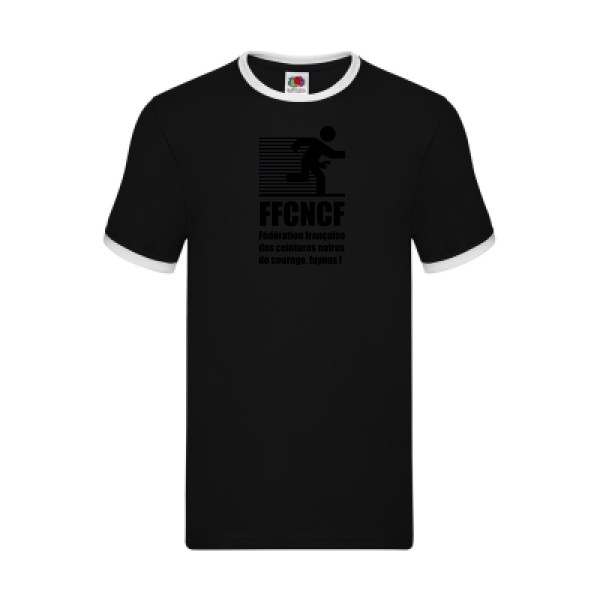  T-shirt ringer Homme original - Ceinture noire de courage, fuyons ! - 