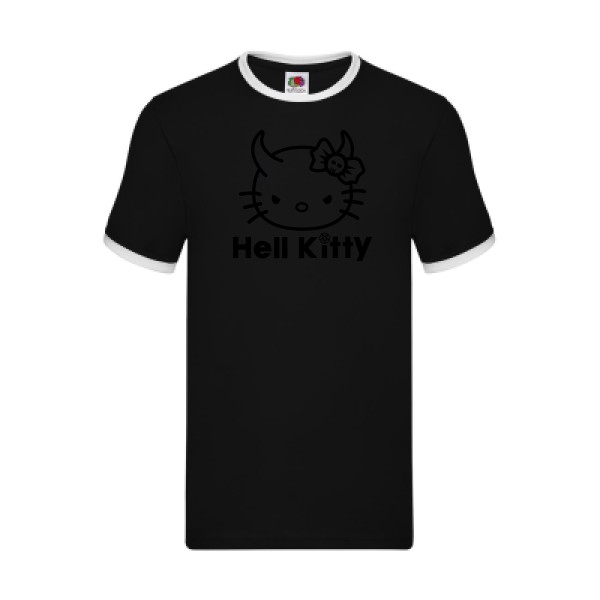 Hell Kitty - Tshirt rigolo-Fruit of the loom - Ringer Tee