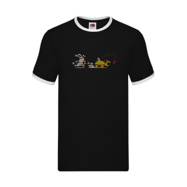 T-shirt ringer Homme rigolo -Le Lièvre et la tortue... ninja -