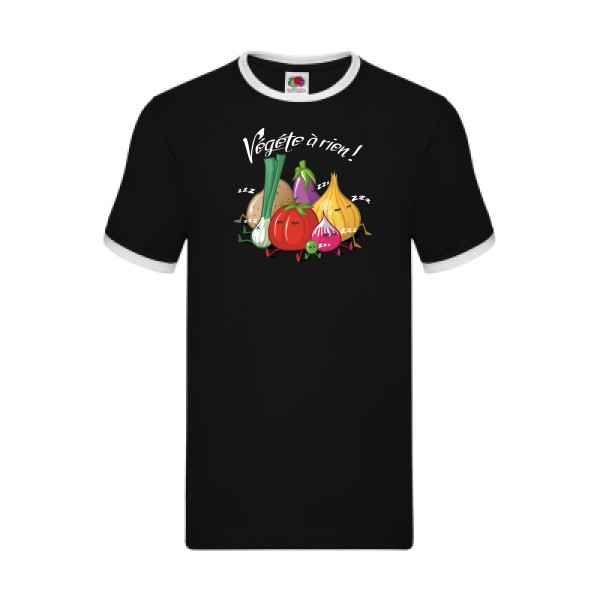Vegete à rien ! - Tee shirt ecolo -Homme -Fruit of the loom - Ringer Tee