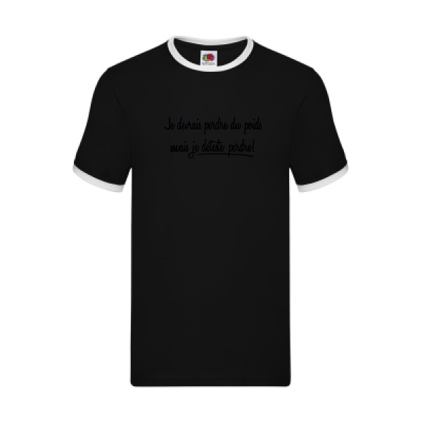 Tee shirt avec texte - Né pour gagner-Fruit of the loom - Ringer Tee