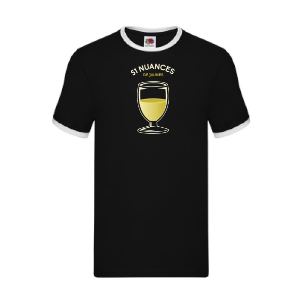 51 nuances de jaunes -  T-shirt ringer Homme - Fruit of the loom - Ringer Tee - thème t-shirt  humour alcool  -