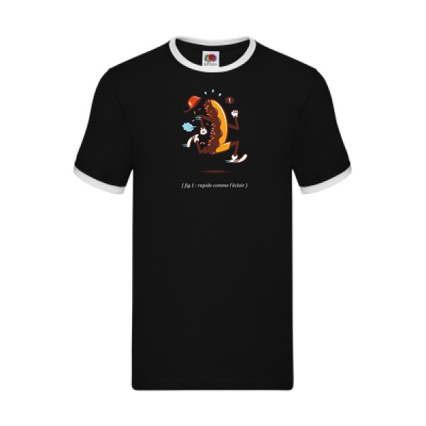 Rapide 3 -T-shirt ringer dessin - Homme -Fruit of the loom - Ringer Tee -thème  humour et absurde - 
