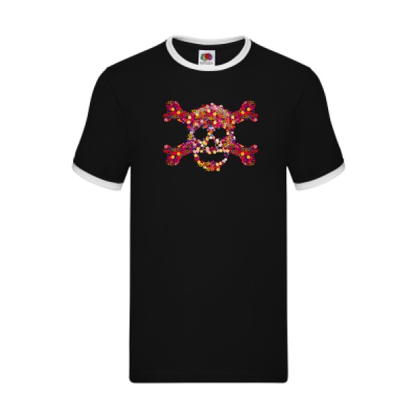 Floral skull -Tee shirt Tête de mort -Fruit of the loom - Ringer Tee