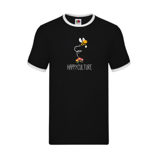 happy-  T shirt humoristique - Modèle T-shirt ringer de chez Fruit of the loom - Ringer Tee
