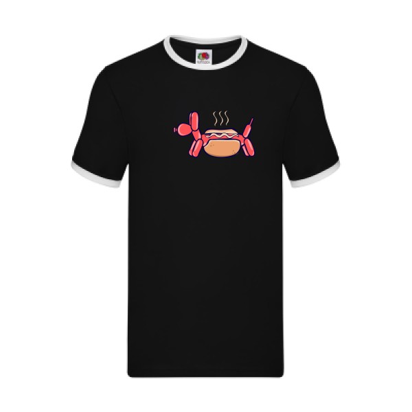HotDog - T shirt humour noir -Fruit of the loom - Ringer Tee