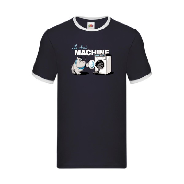 t shirt parodie marque-Le Chat Machine-Fruit of the loom - Ringer Tee-Homme