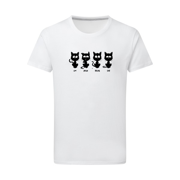 T shirt humour chat - un deux trois cat - SG - Men -