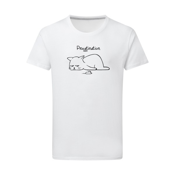 Procatination - T-shirt léger drole pour Homme -modèle SG - Men - thème humour et chat -
