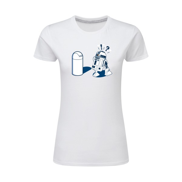 R2D2 7C - T-shirt femme léger R2D2 pour Femme -modèle SG - Ladies - thème parodie et cinema -