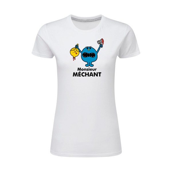 Monsieur Méchant - T-shirt femme léger drôle - modèle SG - Ladies -thème bande dessinée -