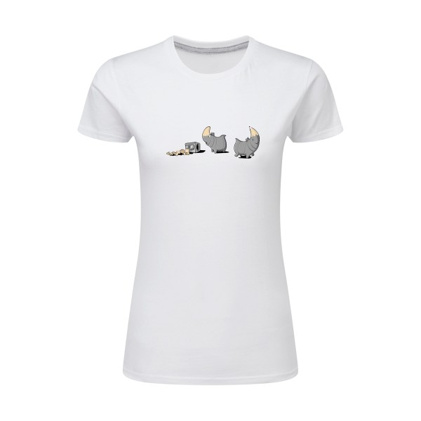 Rhinoféroce - T-shirt femme léger humour potache Femme  -SG - Ladies - Thème humour noir -