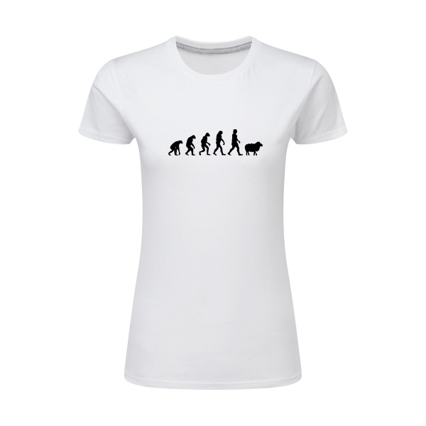 PanurgeEvolution - T-shirt femme léger évolution Femme - modèle SG - Ladies -thème humour -