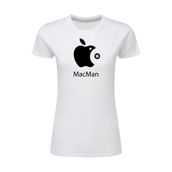 MacMan - T-shirt femme léger vintage pour Femme -modèle SG - Ladies - thème retro et jeux videos -