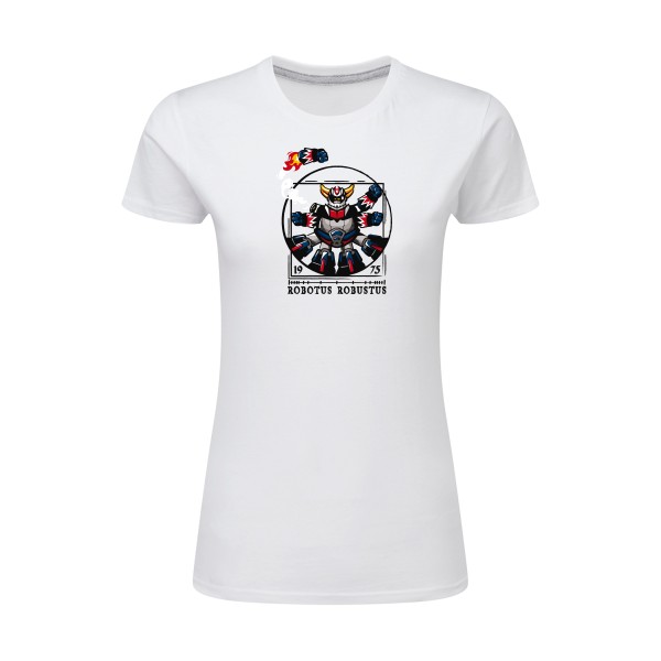 Robotus Robustus - T-shirt femme léger rétro pour Femme -modèle SG - Ladies - thème parodie et vintage -