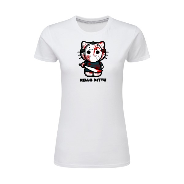 T shirt humour noir-Hello KittU-SG - Ladies