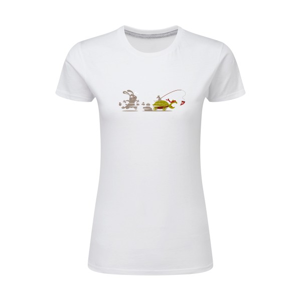 T-shirt femme léger Femme rigolo -Le Lièvre et la tortue... ninja -