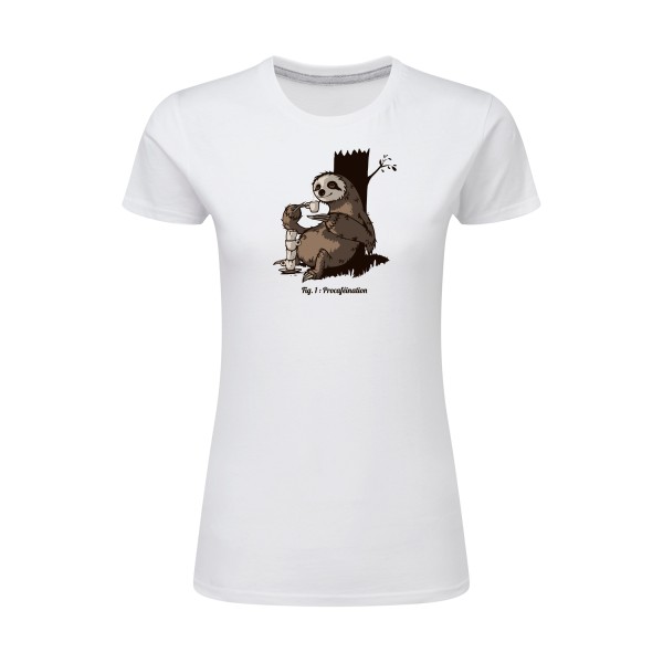 Procaféination -T-shirt femme léger animaux  -SG - Ladies -thème  humour et bestiole - 