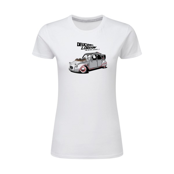 DEUCHLOREAN - T-shirt femme léger thème automobile - vêtement original pour  Femme -