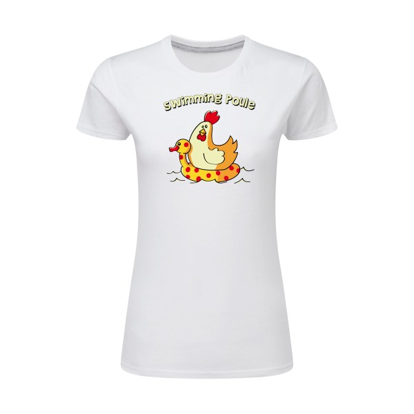 swimming poule - T-shirt femme léger rigolo Femme - modèle SG - Ladies -thème burlesque -
