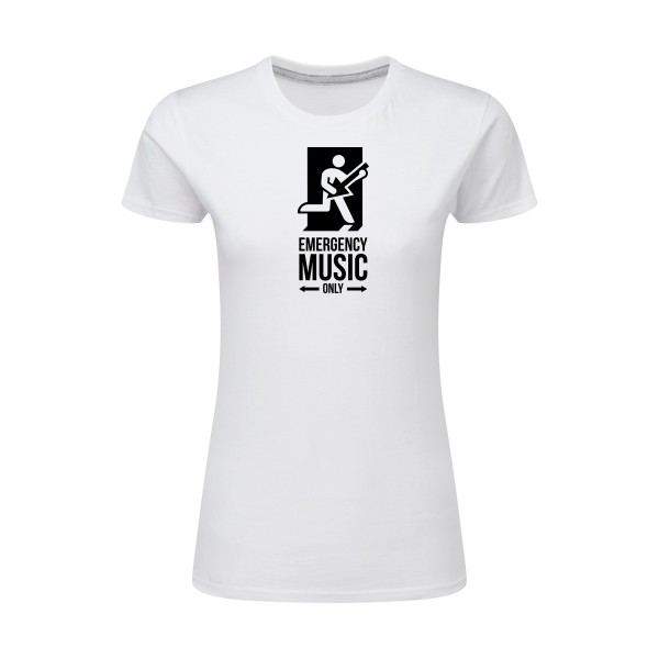 EMERGENCY - T-shirt femme léger  rock Femme - modèle SG - Ladies -thèmehumour et musique -